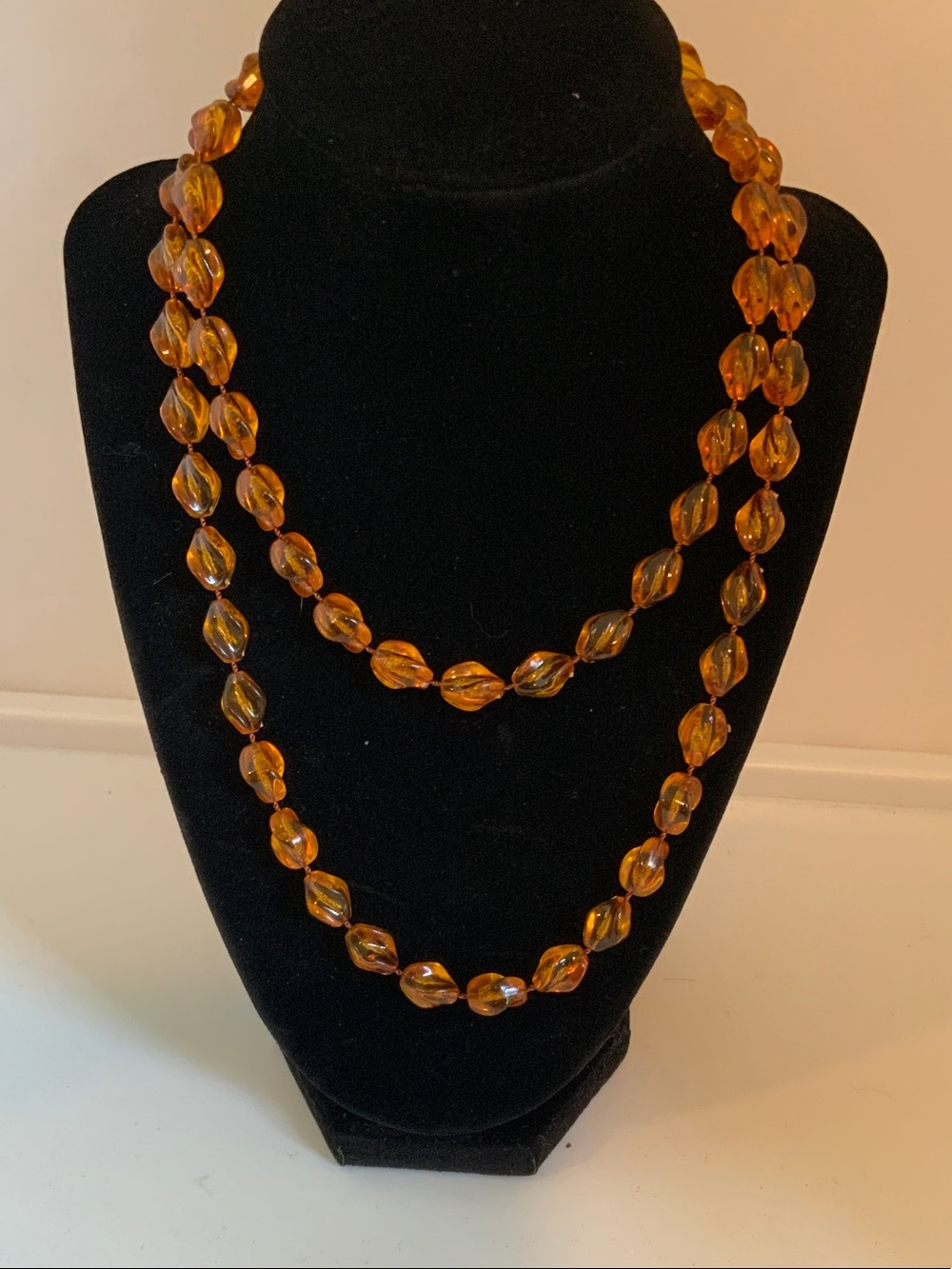 Sarah Coventry Amber-Tone Double Strand Bead Necklace